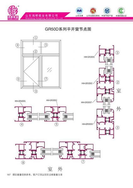 GR50D系列平開窗節(jié)點(diǎn)圖