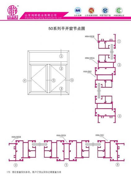 50系列平開窗節(jié)點(diǎn)圖